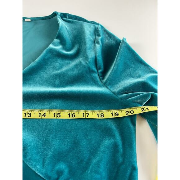Soft Surroundings L Large Turquoise Isolde Velvet Tunic Top Long Sleeve V-Neck - Picture 8 of 13